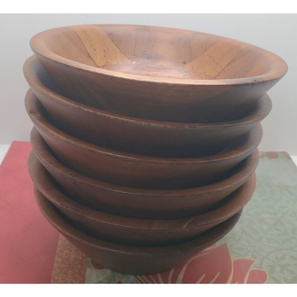 Solid Missouri Walnut Wooden Salad Bowl Set Of 6 Serving Bowls Lebanon MO - Picture 9 of 11